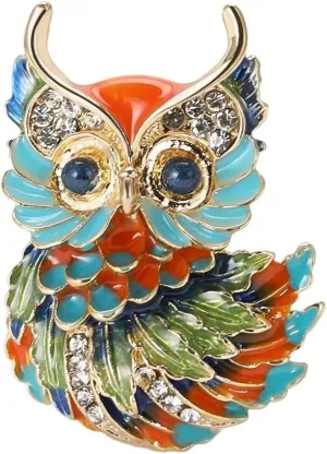 Owl Brooch Pins for Women, Blue Eyes Owl Brooch Pin, Cute Owl Animal Brooch Lapel Pin, Bohemian Owl Bird Brooches Pins for Women Hat Bag Suit Dress Accessories Jewelry