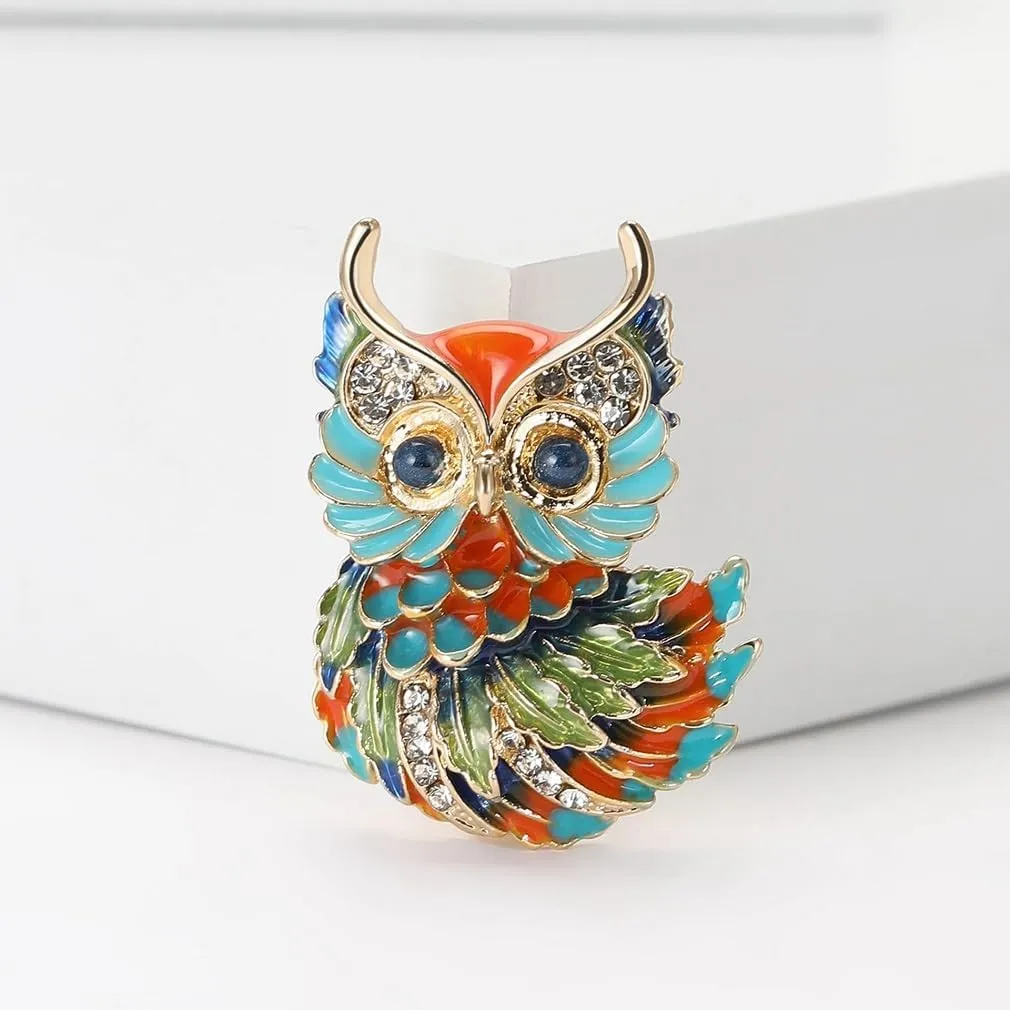 Owl Brooch Pins for Women, Blue Eyes Owl Brooch Pin, Cute Owl Animal Brooch Lapel Pin, Bohemian Owl Bird Brooches Pins for Women Hat Bag Suit Dress Accessories Jewelry