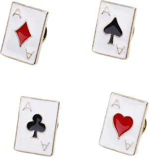 Pack of 4 Poker Card Lapel Pins Collar Pins Accessories Suit Brooch Dress Brooch Set for Shirts Scarves Revers
