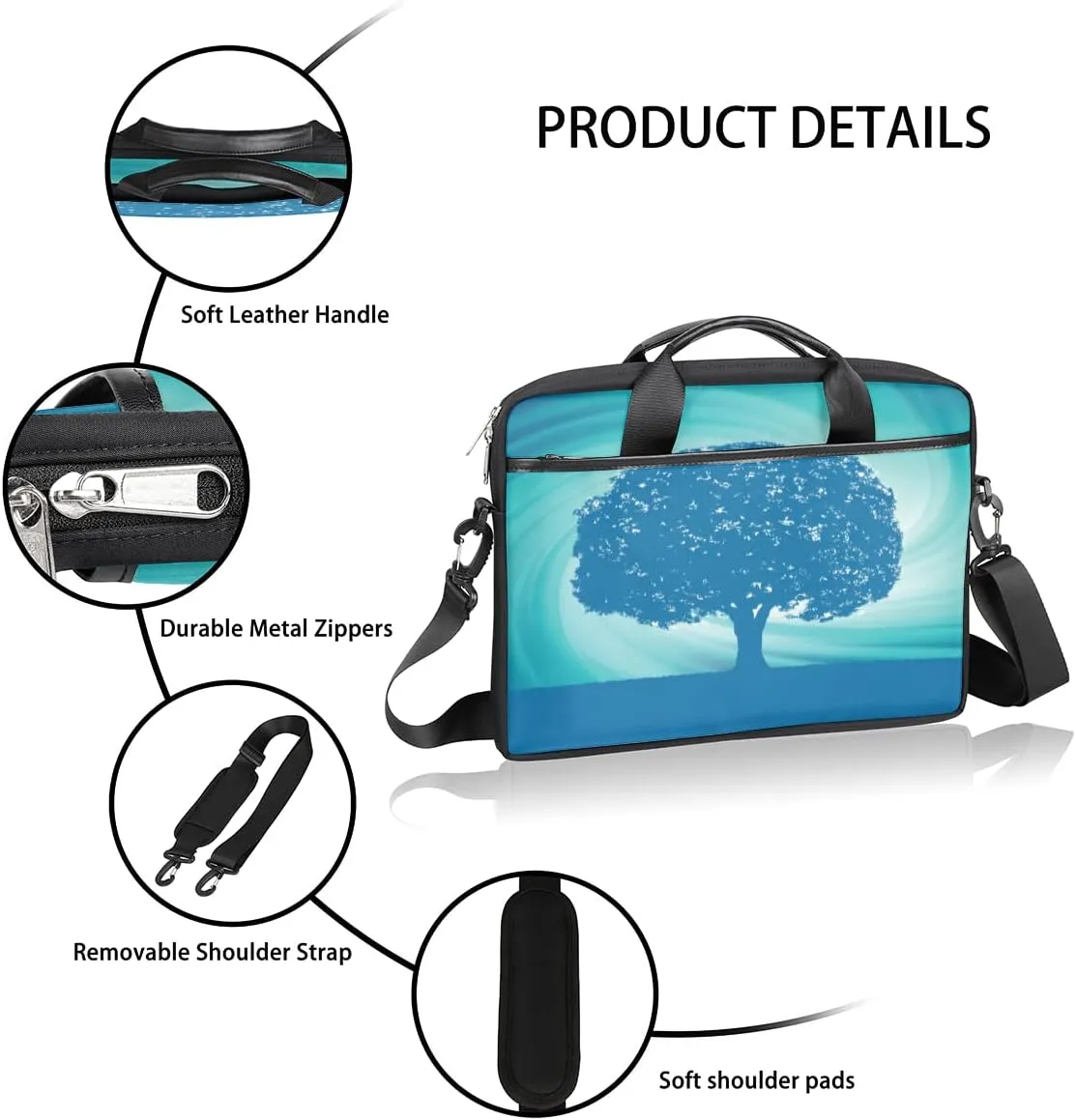 Palm Leaves Tropical Sea Beach Laptop Shoulder Messenger Bag Waterproof Laptop Briefcase Case Sleeve