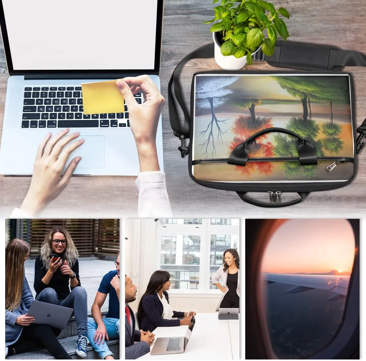 Palm Leaves Tropical Sea Beach Laptop Shoulder Messenger Bag Waterproof Laptop Briefcase Case Sleeve