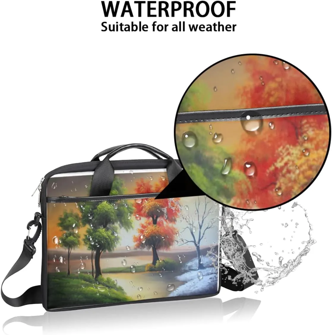 Palm Leaves Tropical Sea Beach Laptop Shoulder Messenger Bag Waterproof Laptop Briefcase Case Sleeve