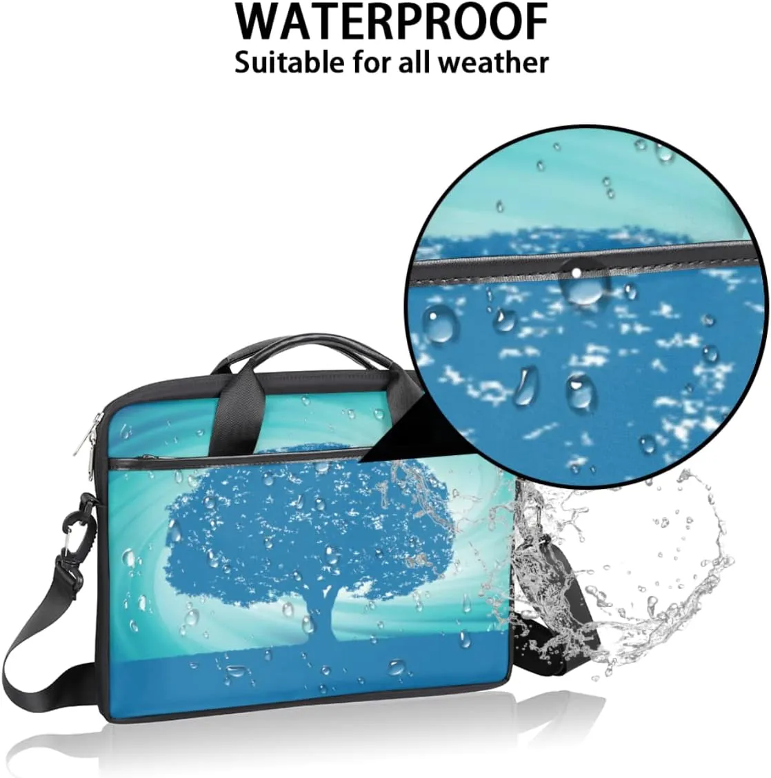 Palm Leaves Tropical Sea Beach Laptop Shoulder Messenger Bag Waterproof Laptop Briefcase Case Sleeve