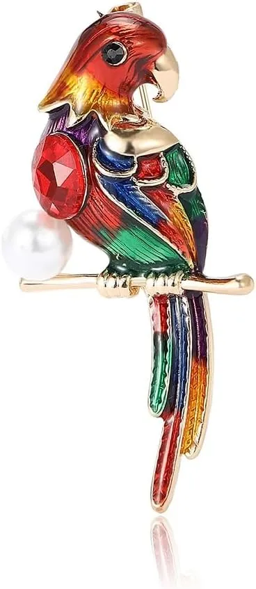 Parrot Brooch Pins for Women, Colorful Parrot Brooch Pin, Cute Parrot Tropical Animal Brooch Lapel Pin, Bohemian Parrot Bird Brooches Pins for Women Hat Bag Suit Dress Accessories Jewelry