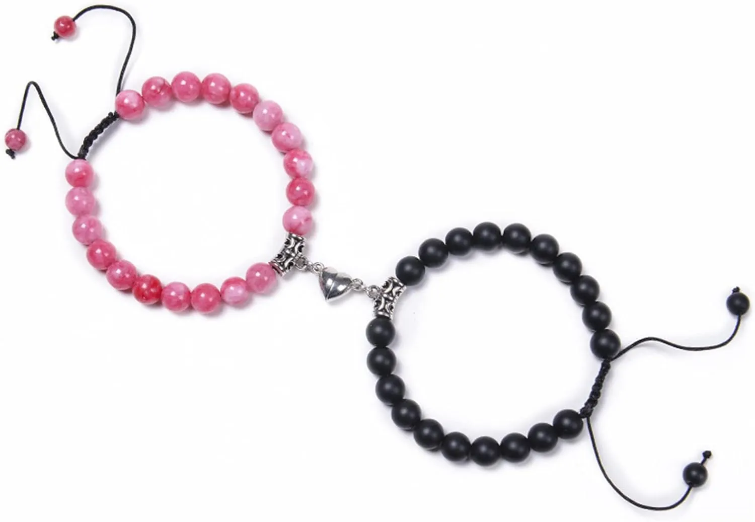 Party Bracelets, Charm Bracelets Heart Crystal Beaded Couples Vintage Silver Plated Jewelry for Womens Mens Gifts