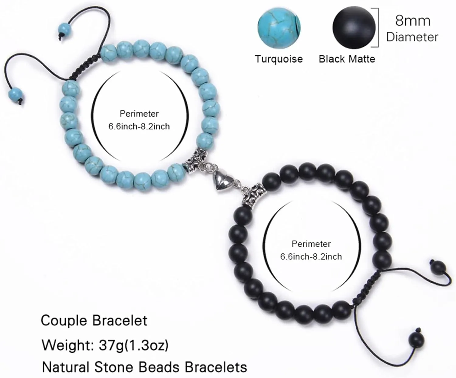Party Bracelets, Charm Bracelets Heart Crystal Beaded Couples Vintage Silver Plated Jewelry for Womens Mens Gifts