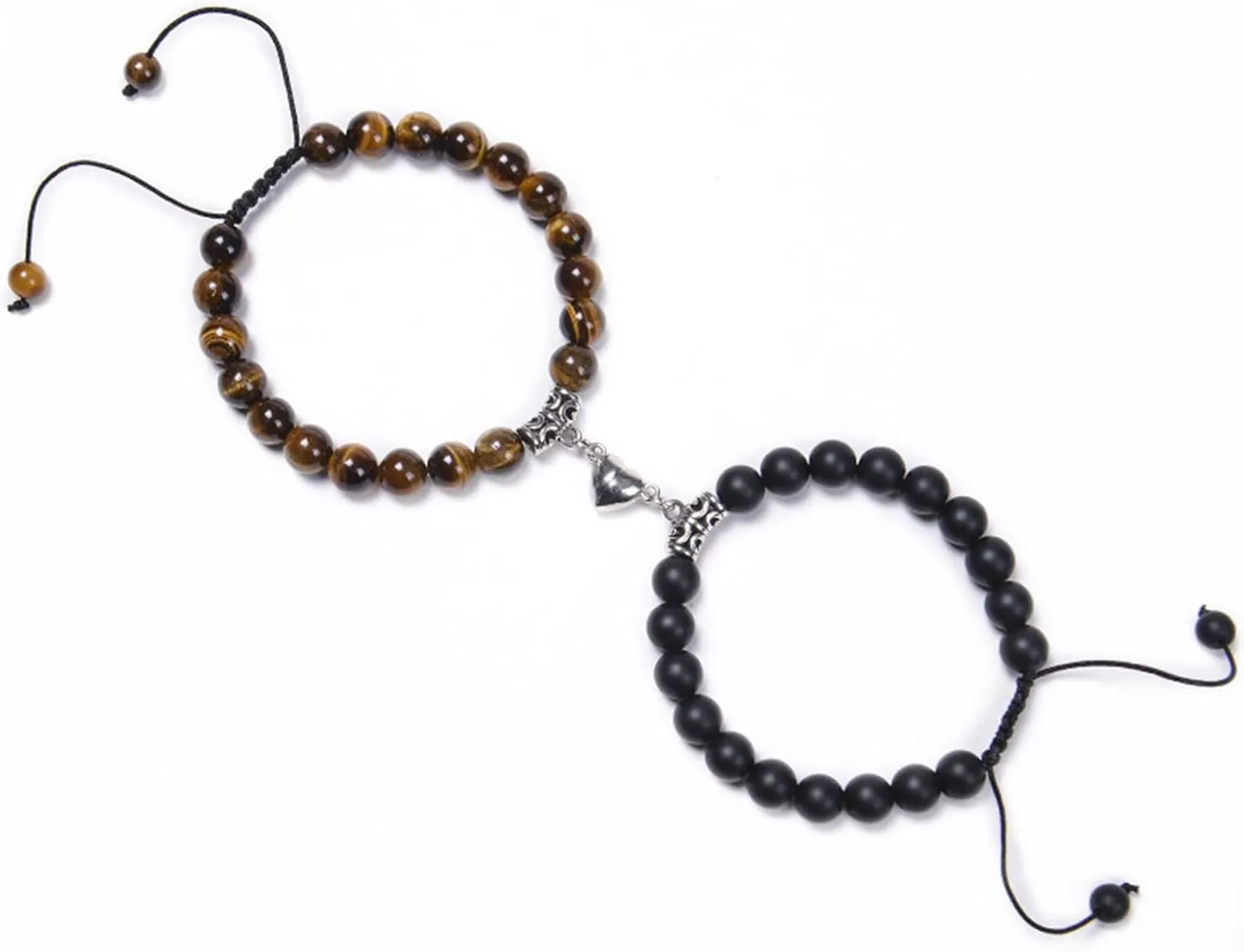 Party Bracelets, Charm Bracelets Heart Crystal Beaded Couples Vintage Silver Plated Jewelry for Womens Mens Gifts