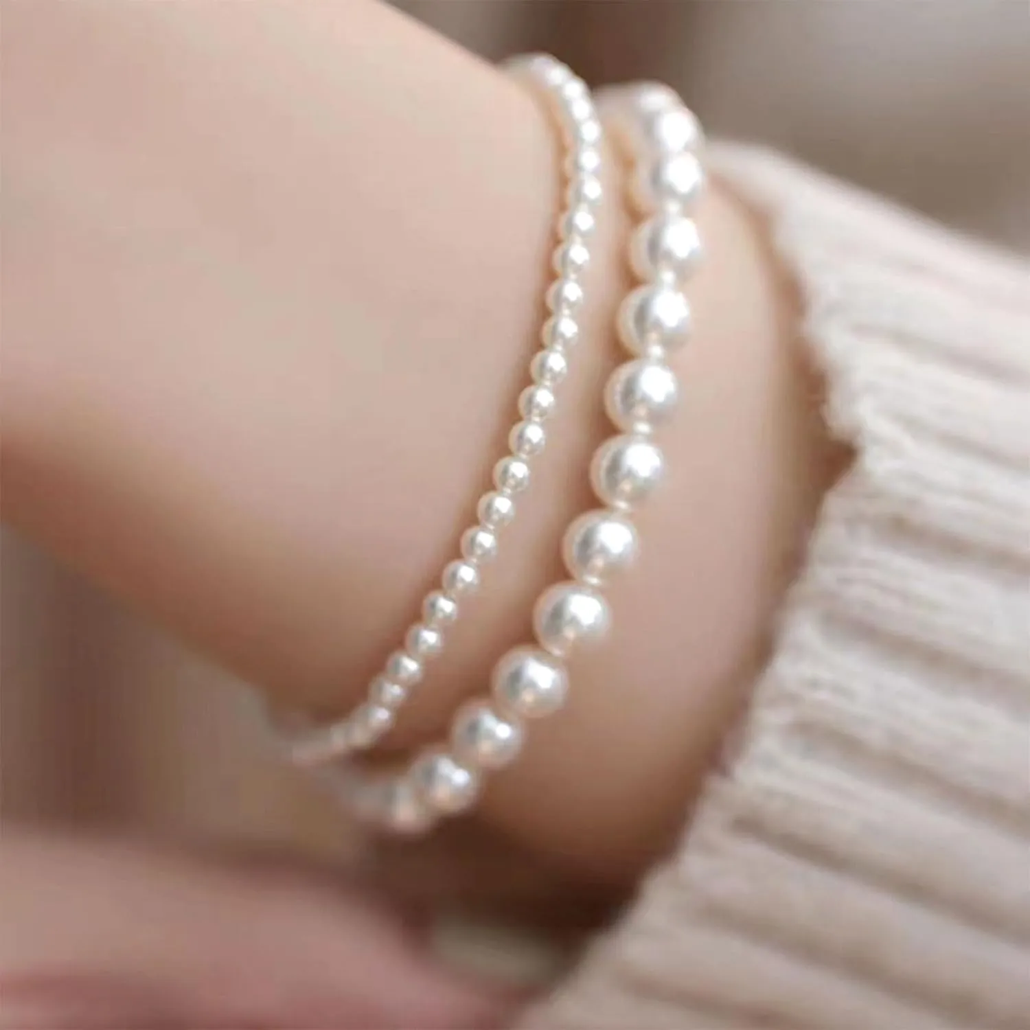 Pearl Bracelet for Women Gifts Trendy Stuff Dainty Pearl Bracelet White Baroque Pearl Wrist Bracelets Bridesmaid Bridal Wedding Jewelry Gifts