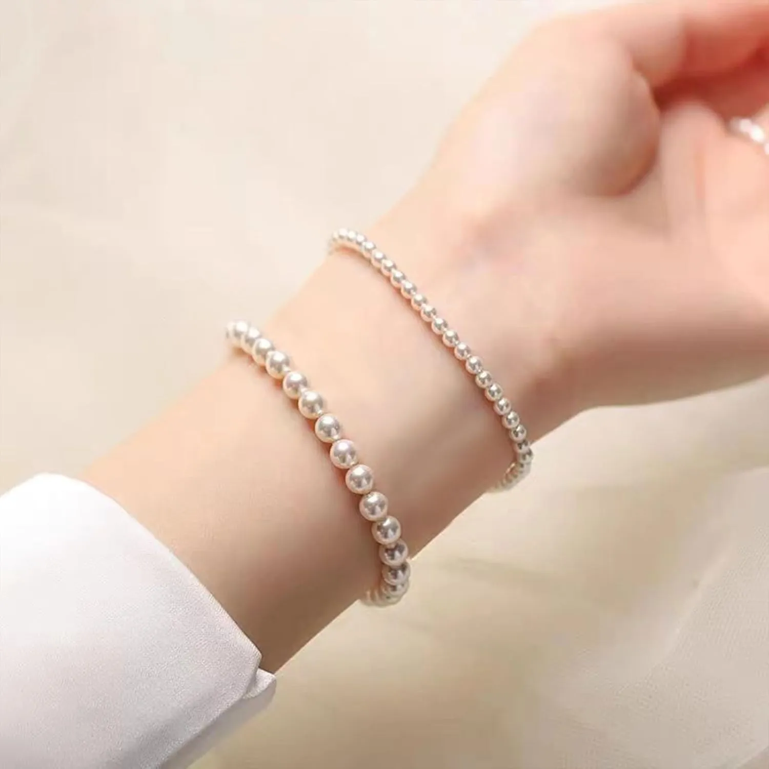 Pearl Bracelet for Women Gifts Trendy Stuff Dainty Pearl Bracelet White Baroque Pearl Wrist Bracelets Bridesmaid Bridal Wedding Jewelry Gifts