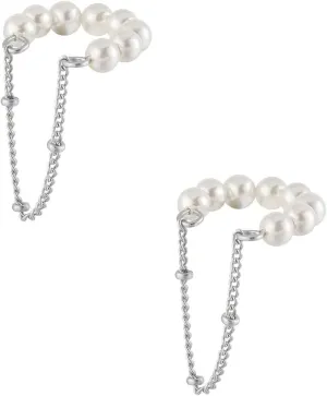 Pearl Ear Cuffs Earrings for Women Non Piercing Cartilage Cuff Wrap Clip on Earrings Pearl Tassel Chain Earrings Jewelry Gift for Women