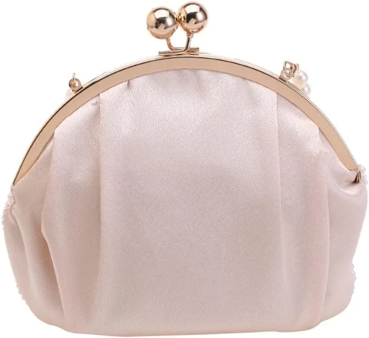 Pearl Party Handbags Wedding Bridal Day Clutch Bucket Metal Banquet Beading Evening Bags