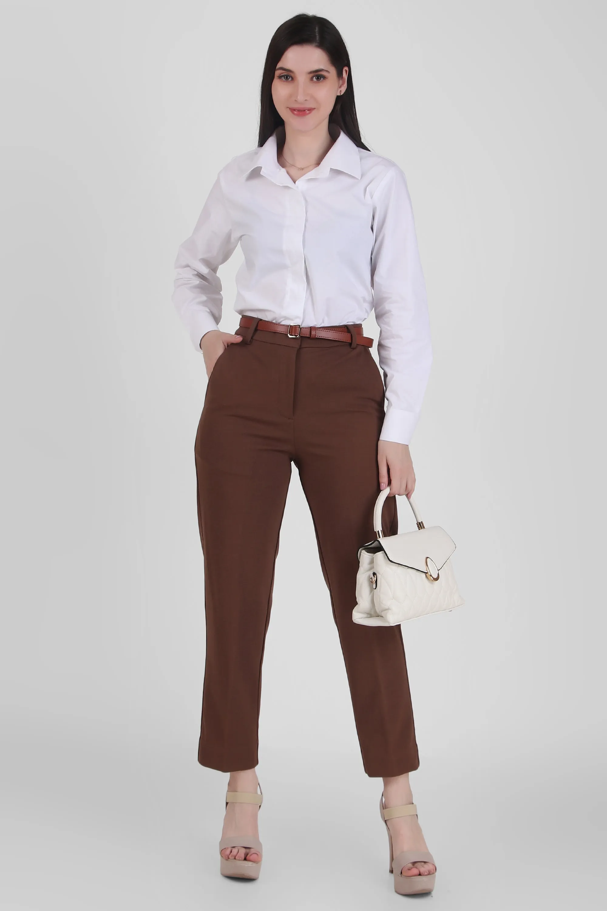 Poplin Button Down Full Sleeves Shirt, White