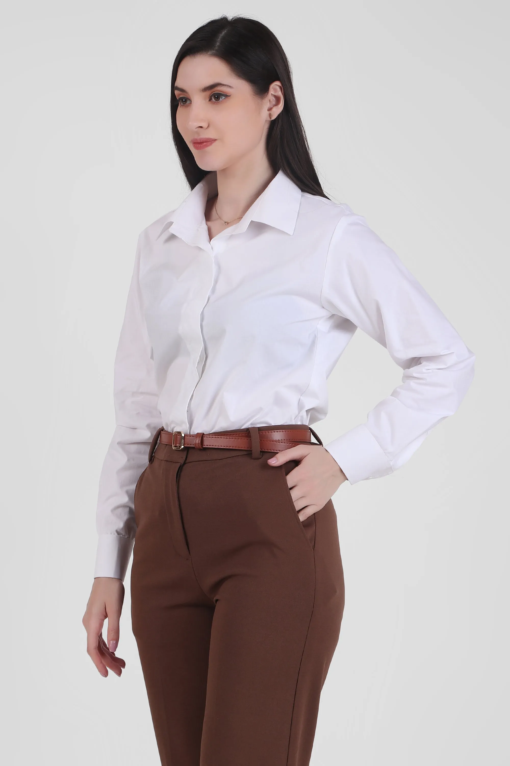 Poplin Button Down Full Sleeves Shirt, White
