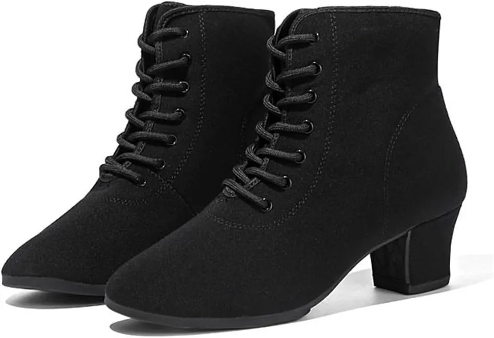Practice Dancing Shoes, Canvas Dancing Sneakers Ballet Dance Boots Lace-Up Outdoor Ballroom Latin Dance Shoes for Women