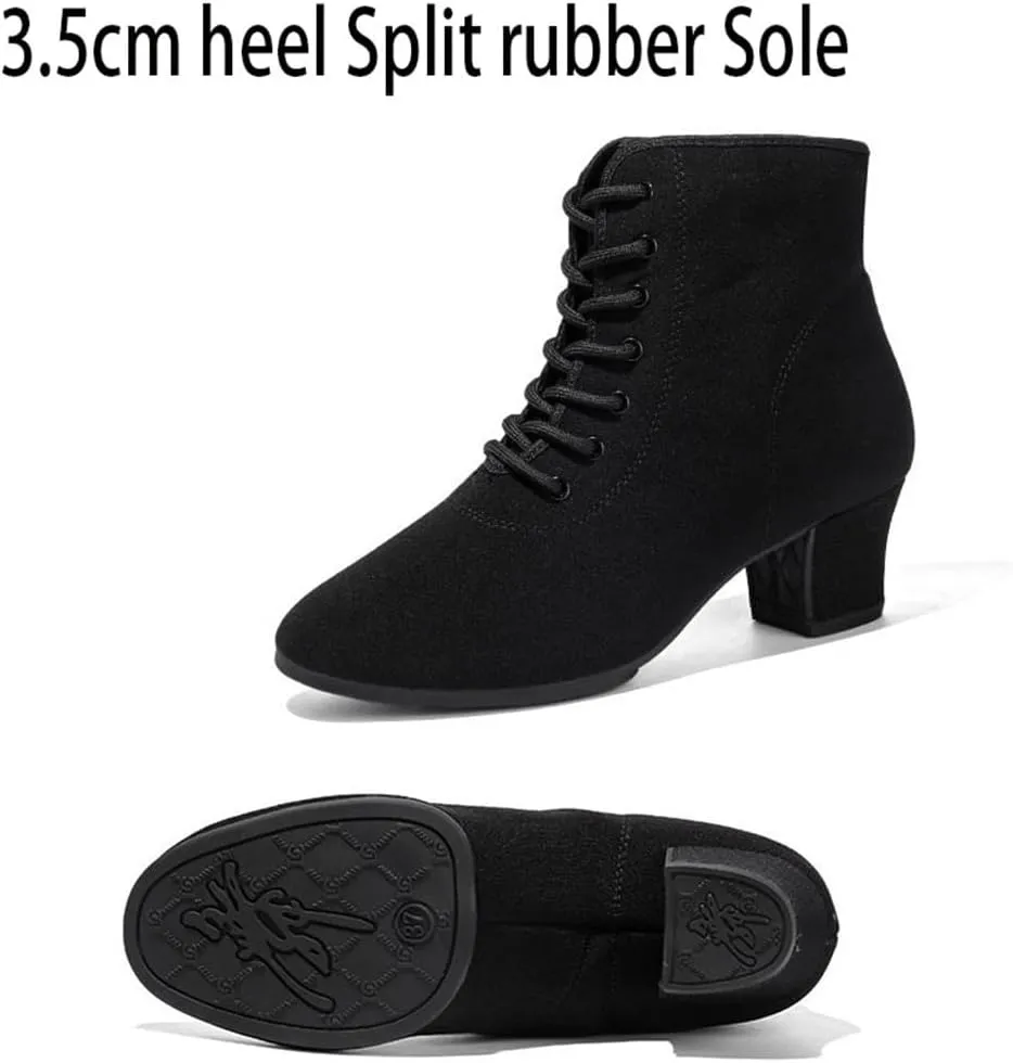 Practice Dancing Shoes, Canvas Dancing Sneakers Ballet Dance Boots Lace-Up Outdoor Ballroom Latin Dance Shoes for Women