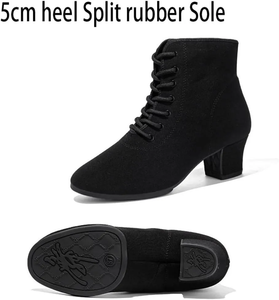 Practice Dancing Shoes, Canvas Dancing Sneakers Ballet Dance Boots Lace-Up Outdoor Ballroom Latin Dance Shoes for Women