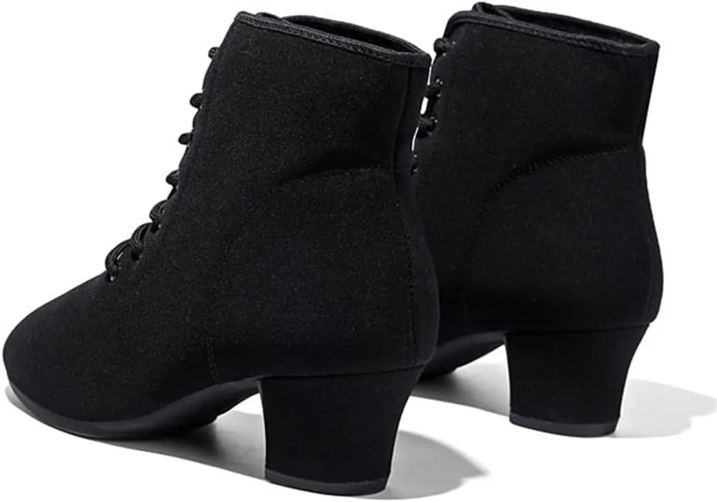 Practice Dancing Shoes, Canvas Dancing Sneakers Ballet Dance Boots Lace-Up Outdoor Ballroom Latin Dance Shoes for Women