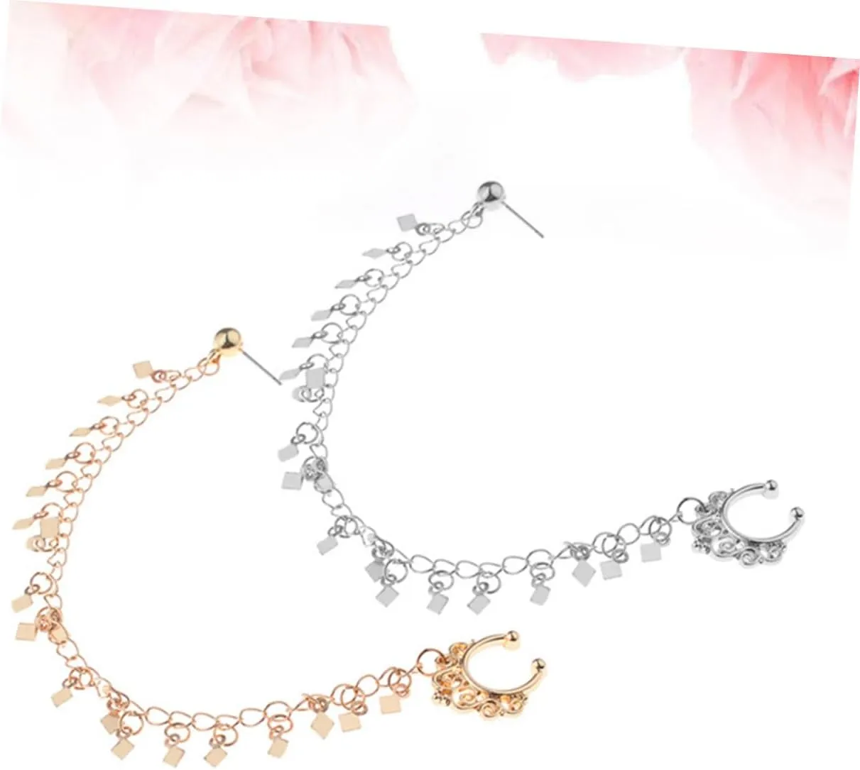 PRETYZOOM 2pcs Nose Ear Ring Punk Earrings Ear to Nose Clip Tassel Nose Clip Ear to Nose Chain