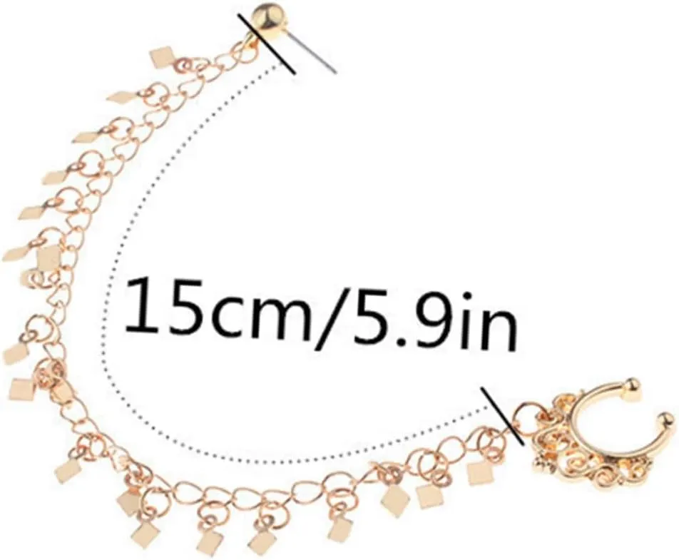 PRETYZOOM 2pcs Nose Ear Ring Punk Earrings Ear to Nose Clip Tassel Nose Clip Ear to Nose Chain