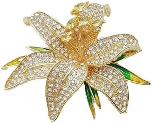 Purple/White Rhinestone Lily Brooch Suit Pin for Women Flower Lapel Pin Accessories Gift for Mom Wife