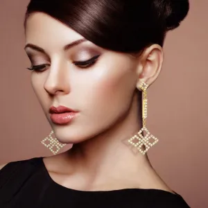 Rhinestone clover drop earrings