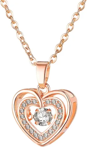 Richapex Heart Necklaces for Women, Love Heart Pendant with Austrian Crystals, Plated 18K White Gold 15 plus 2 inch Chain, Birthstone Jewelry for Women, Birthday Gifts for Her