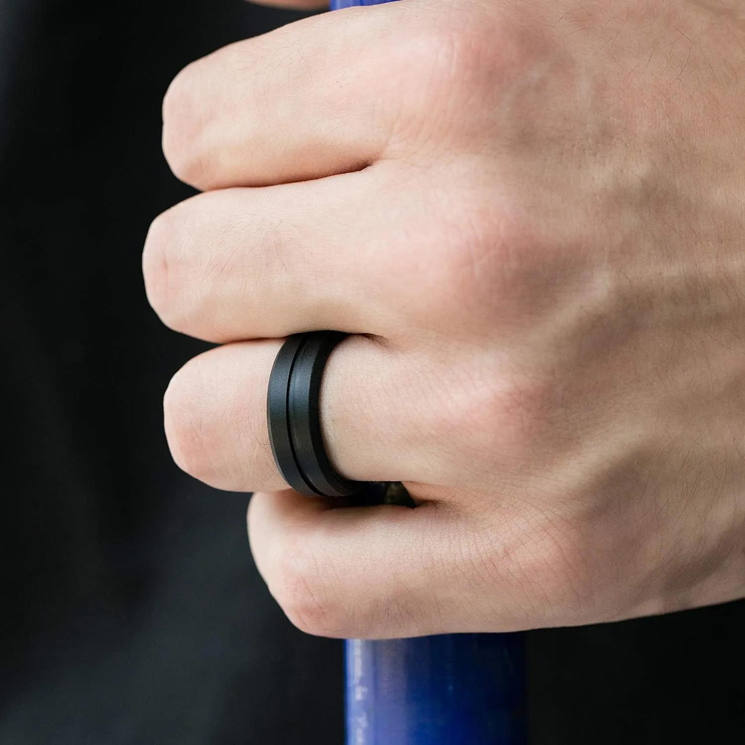 ROQ Silicone Rubber Wedding Ring for Men, Comfort Fit, Men's Wedding Band, Breathable Rubber Engagement Band, Engraved Middle Line and Dome Solid, Multi Packs, Multi Colors