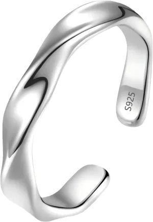 S925 Sterling Silver Vintage Ring for Men, Adjustable Size Open Hug Ring with S925 Stamps, Silver Band Rings Gift for Him, My Man, Son, Boyfriend, Dad