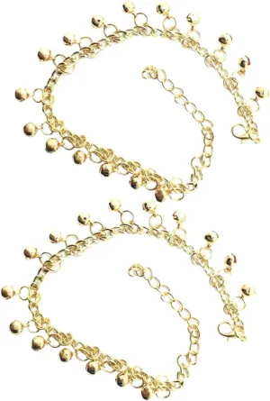 SAFIGLE Stylish Bell Anklet for Women 2 Pack Gold Anklet Chain Fashionable Lady Ankle Bracelet Jewelry