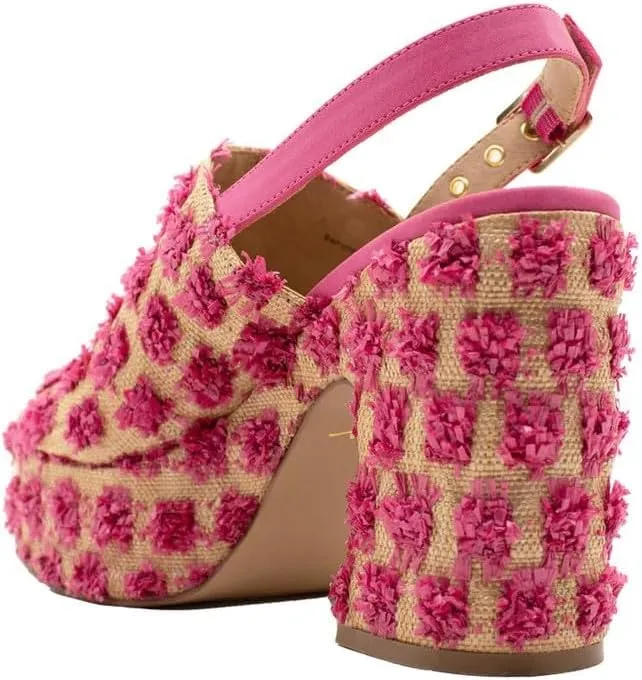 Sbicca Womens Missoula Raffia Platform Slingback Casual Sandals Casual High Heel 3" & Up - Black