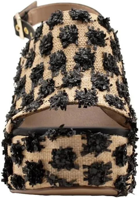 Sbicca Womens Missoula Raffia Platform Slingback Casual Sandals Casual High Heel 3" & Up - Black