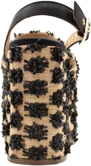 Sbicca Womens Missoula Raffia Platform Slingback Casual Sandals Casual High Heel 3" & Up - Black