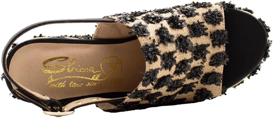 Sbicca Womens Missoula Raffia Platform Slingback Casual Sandals Casual High Heel 3" & Up - Black