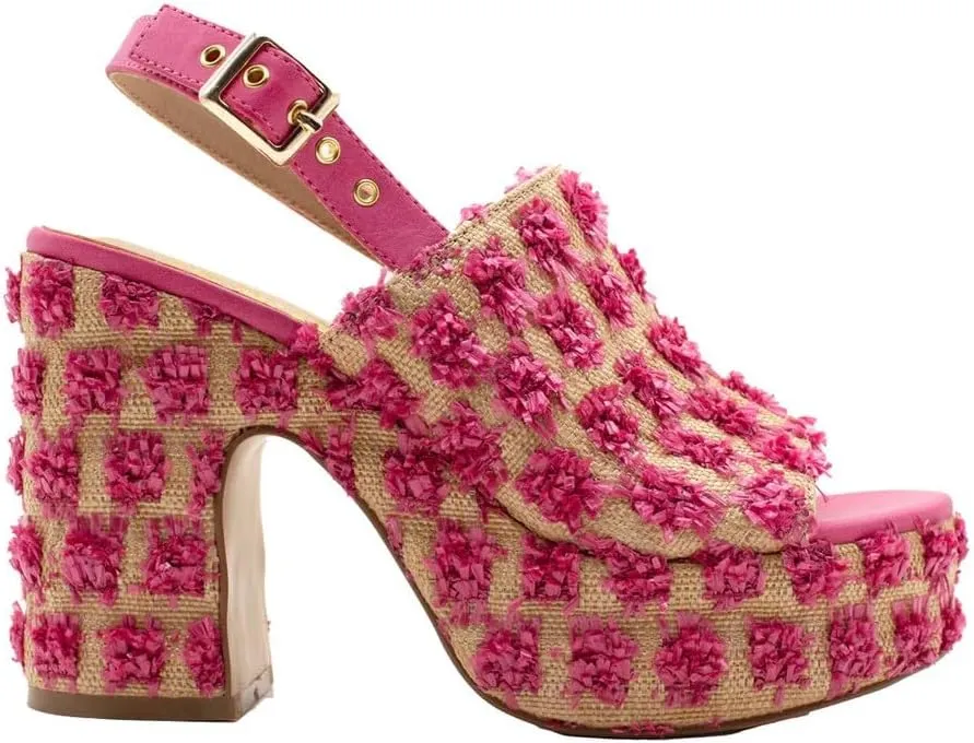 Sbicca Womens Missoula Raffia Platform Slingback Casual Sandals Casual High Heel 3" & Up - Black