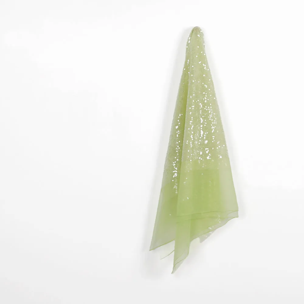 Sheer Circle Sequinned Tulle - Seedling