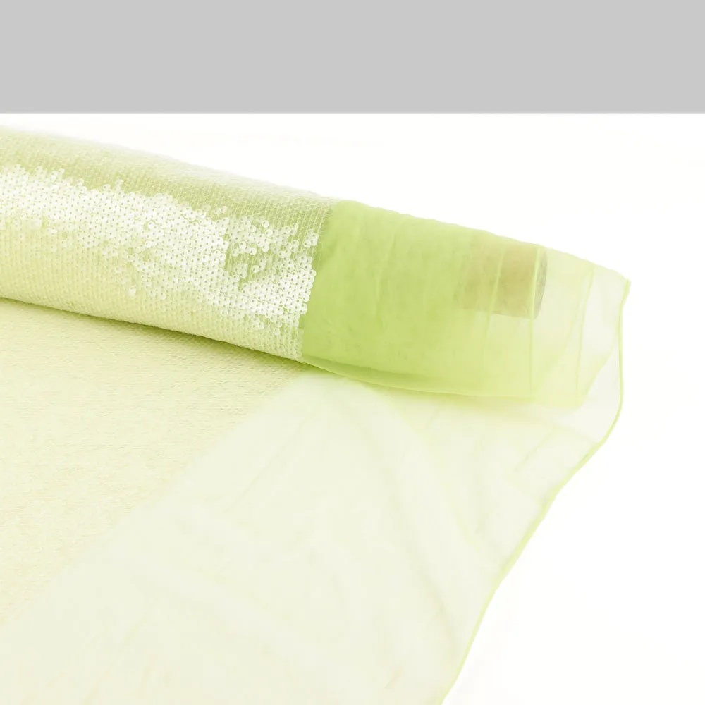 Sheer Circle Sequinned Tulle - Seedling