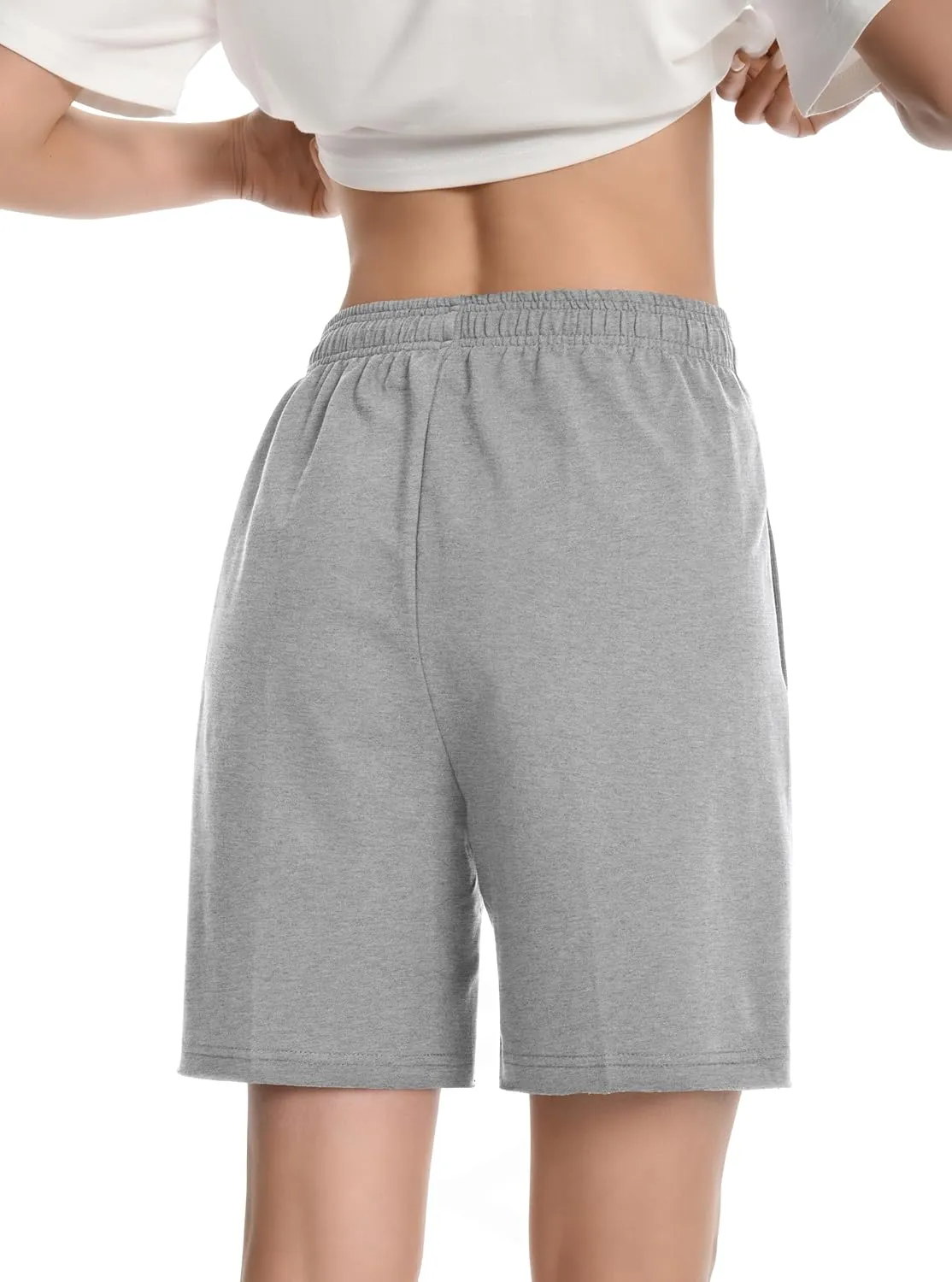 Shorts for Women Casual Cotton Womens SweatShorts High Waist Drawstring Bermuda Shorts with Pockets