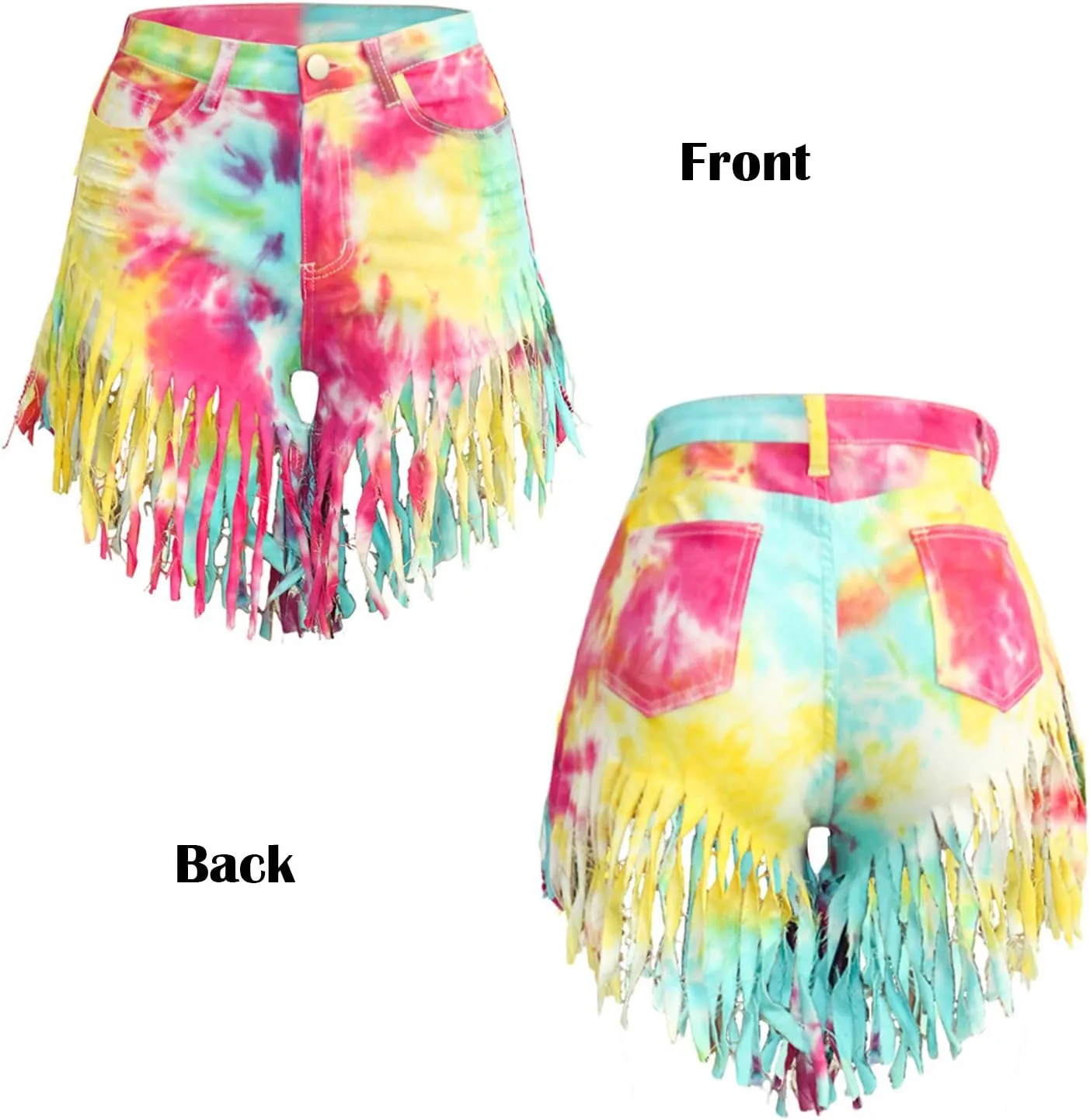 SIAEAMRG Women's Juniors Denim Shorts, High Waisted Frayed Raw Hem Tassels Short Pants Jeans