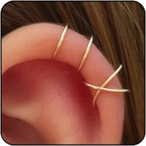 Silver Ear Cuffs Non Piercing Gold Ear Cuffs for Women Non Piercings Hypoallergenic Fake Ear Piercings Sparkle Clip On Earrings Bling Cartilage Earrings Ear Cuff Earrings for Women Dainty Earrings