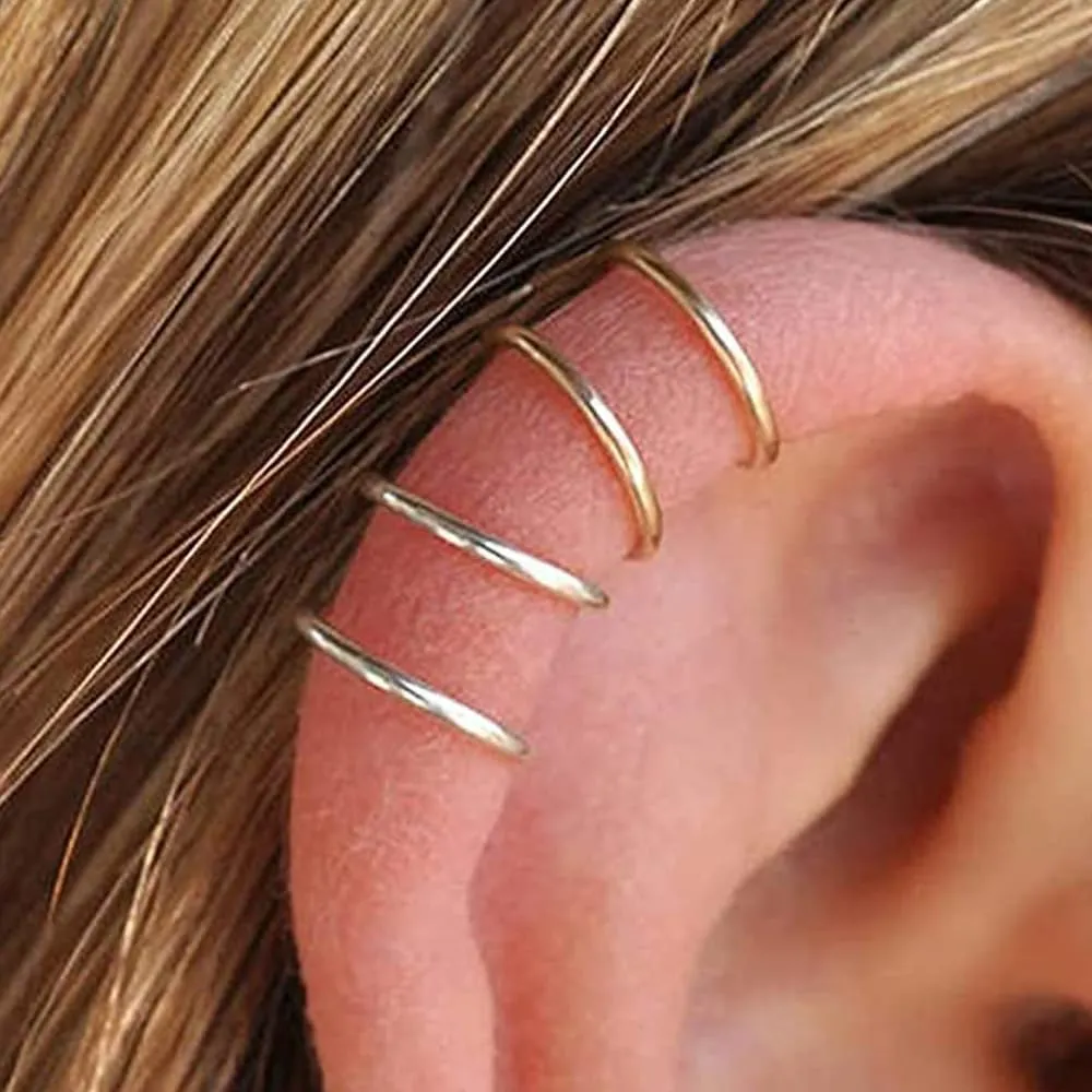 Silver Ear Cuffs Non Piercing Gold Ear Cuffs for Women Non Piercings Hypoallergenic Fake Ear Piercings Sparkle Clip On Earrings Bling Cartilage Earrings Ear Cuff Earrings for Women Dainty Earrings