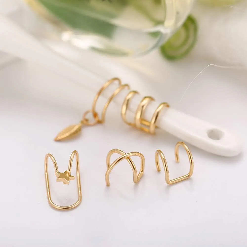 Silver Ear Cuffs Non Piercing Gold Ear Cuffs for Women Non Piercings Hypoallergenic Fake Ear Piercings Sparkle Clip On Earrings Bling Cartilage Earrings Ear Cuff Earrings for Women Dainty Earrings