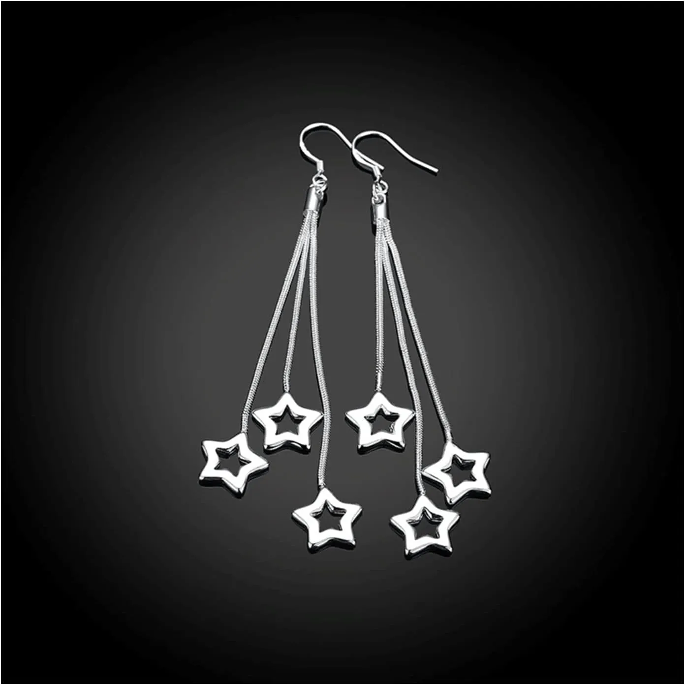 Silver Star Stud Earrings for Women Tassel Earrings Star Drop Long Chain Charm Earrings Pearl Earrings Hypoallergenic Jewelry