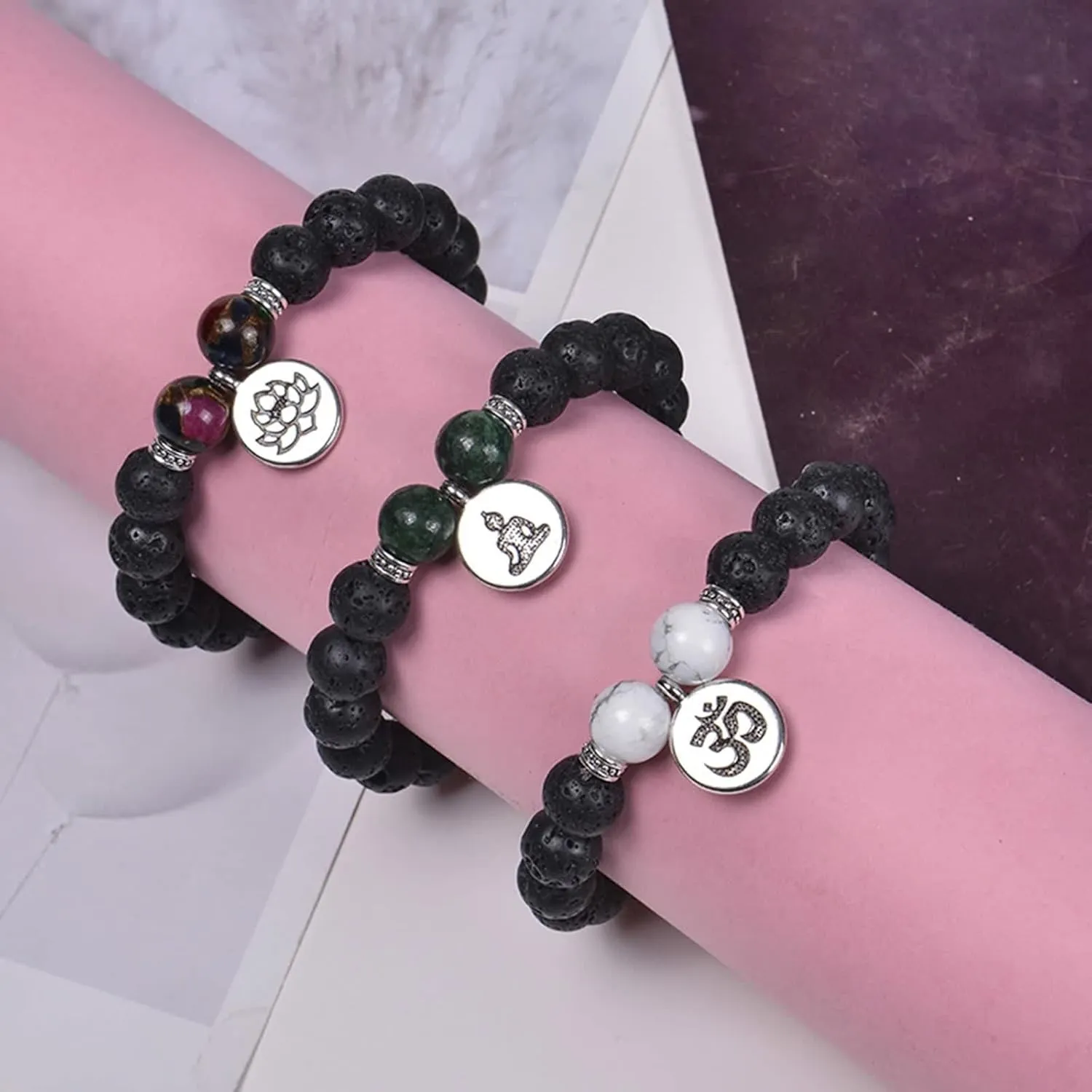 Simple Bracelets for Men, Mens Beaded Bracelet Fashion Elegant Vintage Silver Plated Jewelry for Womens Gifts