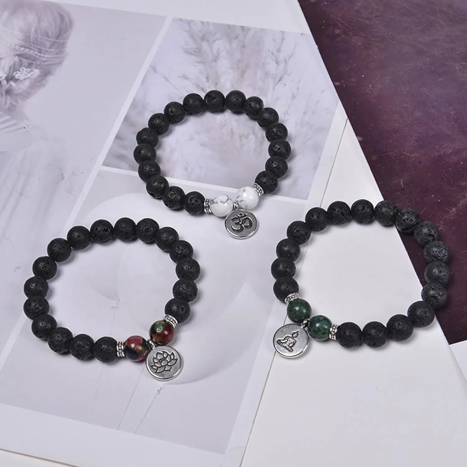 Simple Bracelets for Men, Mens Beaded Bracelet Fashion Elegant Vintage Silver Plated Jewelry for Womens Gifts