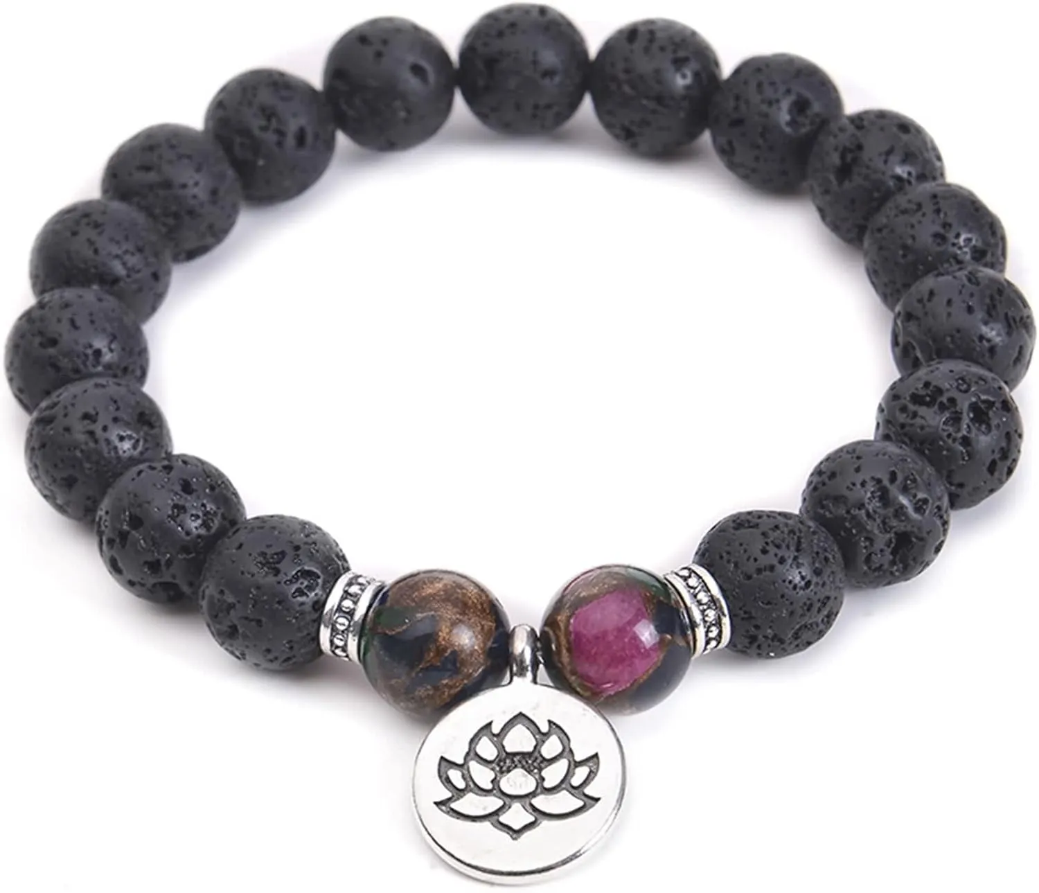 Simple Bracelets for Men, Mens Beaded Bracelet Fashion Elegant Vintage Silver Plated Jewelry for Womens Gifts