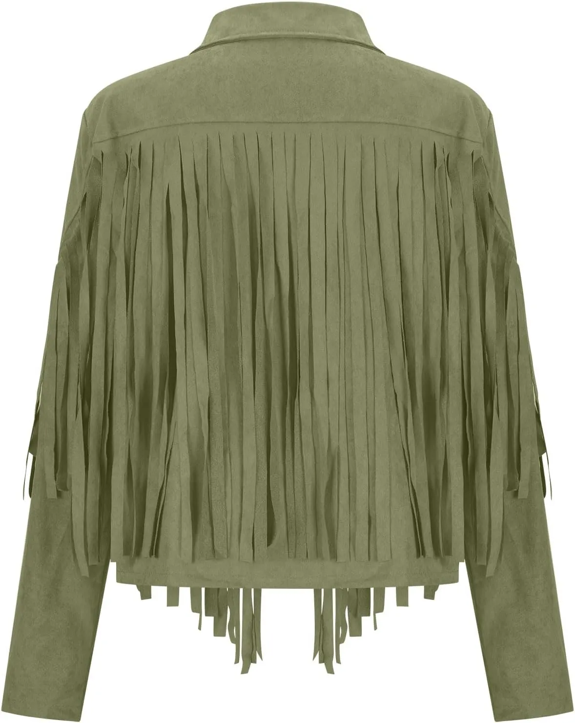 Sinzelimin Women's Crop Suit Jackets Fashion Tassels Cardigan Coat Faux Suede Leather Cowboy Style Long Sleeves Clubwear Coat