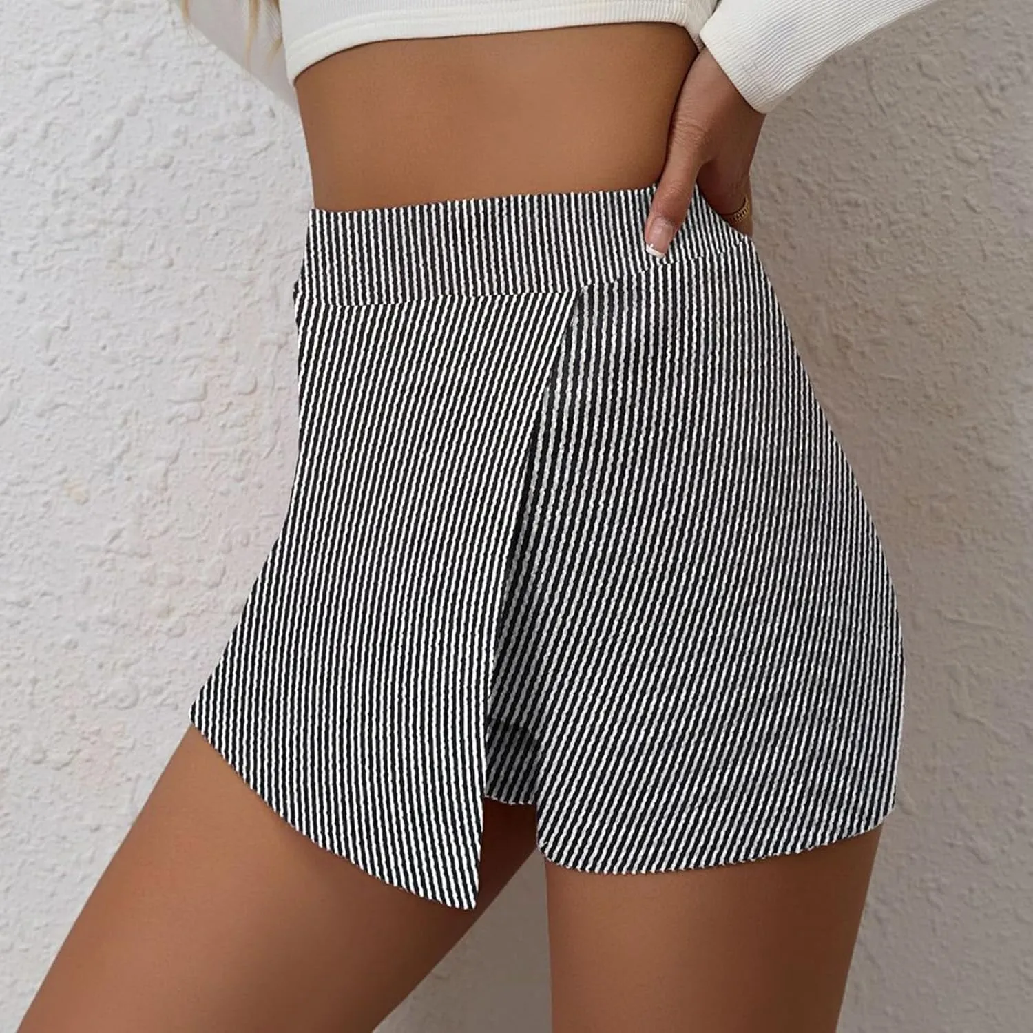 Skorts for Woman Dressy Fold Asymmetric Tennis Golf Skirts A-Line Tummy Control Wrap Skirts Textured Office Outfits