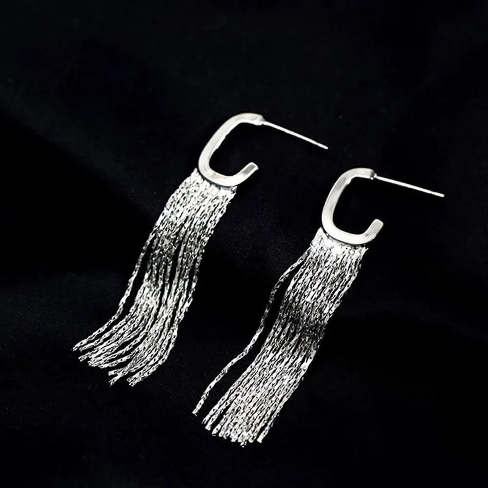 Sparkly Tassel Drop Earrings for Women Delicacy Linear Dangle Statement Earrings Long Fringe Chain Chandelier Earrings Party Wedding Jewelry Gifts