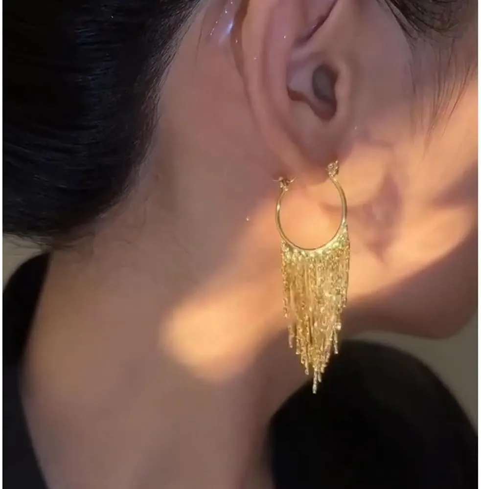 Sparkly Tassel Drop Earrings for Women Delicacy Linear Dangle Statement Earrings Long Fringe Chain Chandelier Earrings Party Wedding Jewelry Gifts