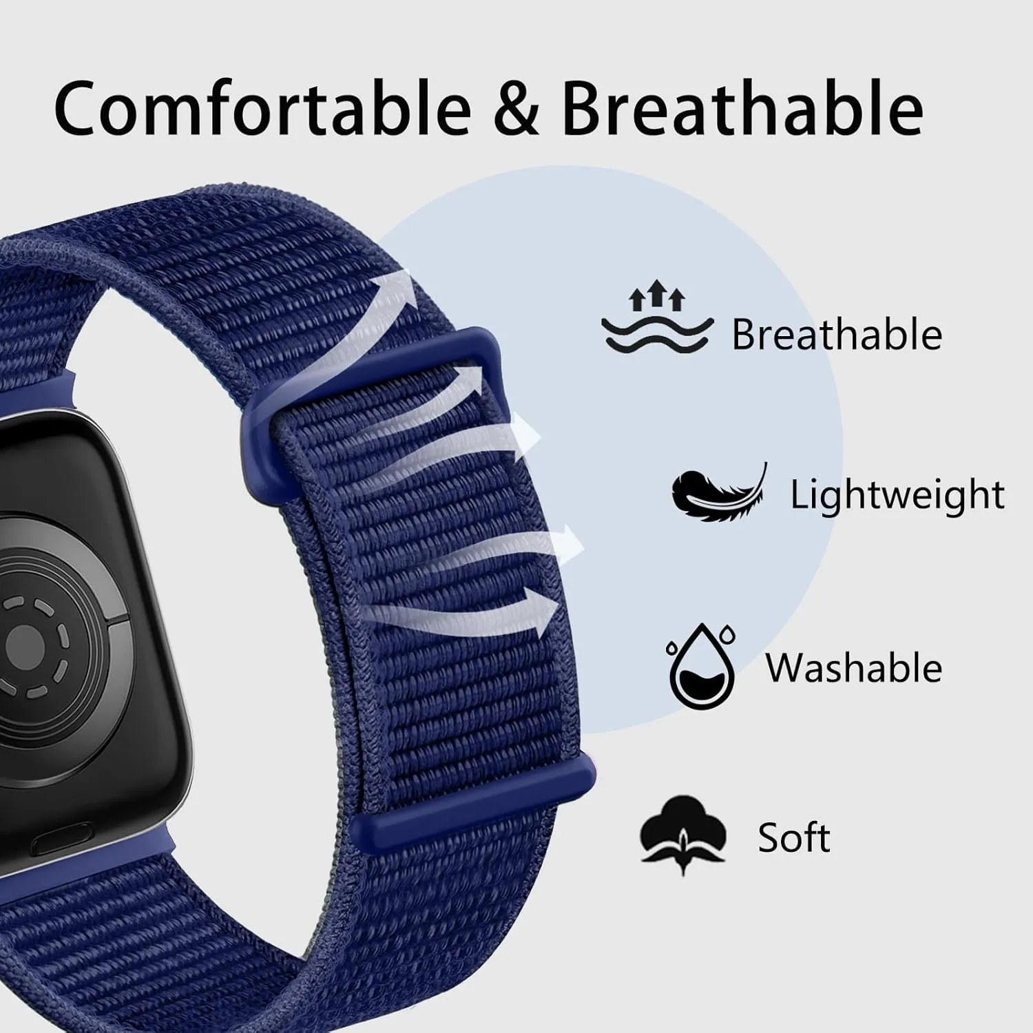 Sport Nylon Loop Strap Compatible with Apple Watch Bands 38/40/41/42/44/45/46/49mm, for Women Menfor IWatch Series SE 10/9/8/7/6/5/4/3 Ultra